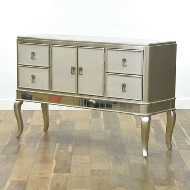 Contemporary Silver Finish Mirrored Sideboard Buffet