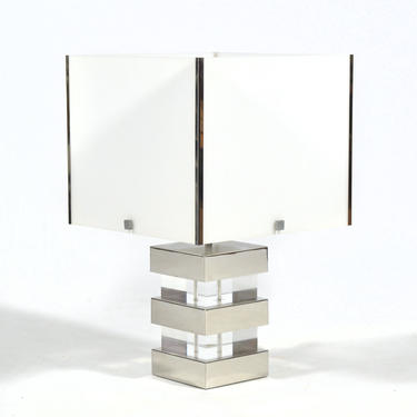 Lucite and Chrome 1970s Table Lamp