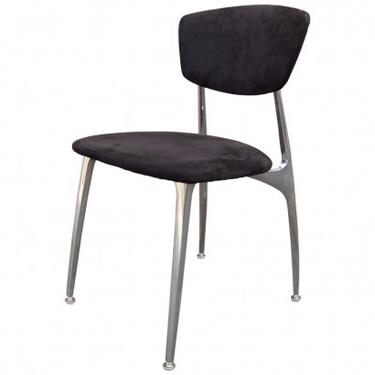Set of Four Polished Aluminium and Suede Dining Chairs by Nambé