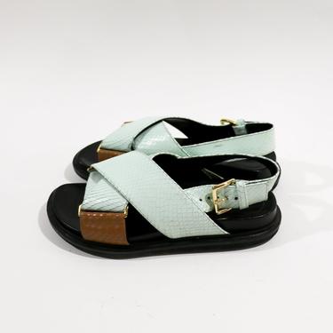 Marni Embossed Strap Fussbet Sandals, Size 36