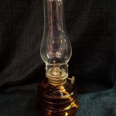 Vintage Nasco Products Handy Lamp Amber Glass Mini Oil Lamp