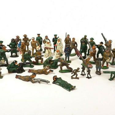 VTG Lot of 50 LEAD TOY SOLDIERS Manoil Barclay MILITARY ARMY WW1 War Figure Gun