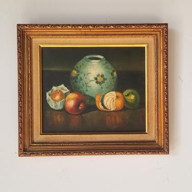 1970's Vintage Still Life Fruit Painting , Framed 