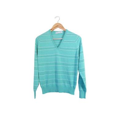 Vintage 70s/80s Givenchy Mint Green Striped Knit Top Size S/M 