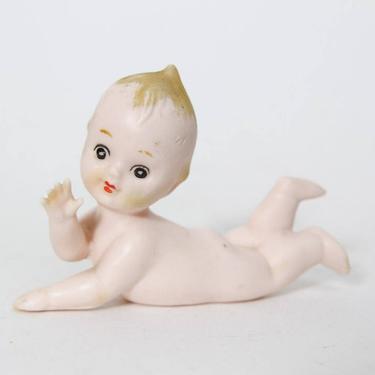 Vintage Playful Laying Kewpie Figurine, Bisque Doll E 8223 Kitsch 