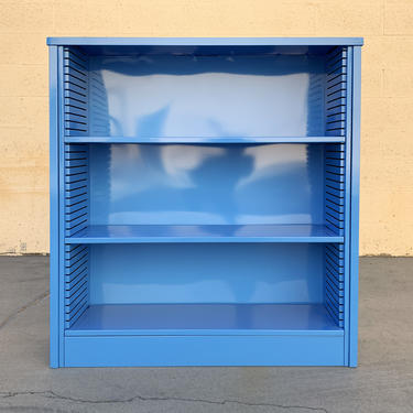 1960s Steel Tanker Style Bookcase in Bright Blue, Custom Refinished to Order