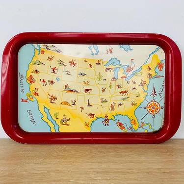 Vintage United States of America Metal Serving Tray 