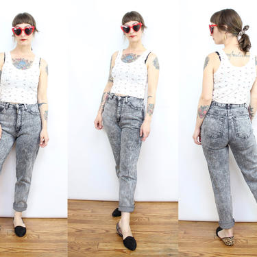 Vintage 90's High waisted Acid Wash Stretchy Bonjour Jeans / 1990's Rocker Jeans / Women's size Small / 26&amp;quot; Waist by Ru