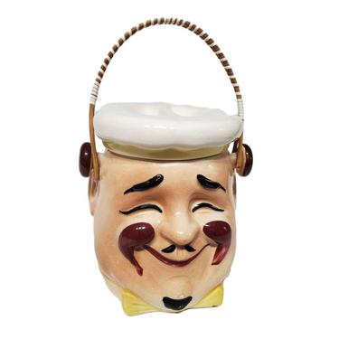 Grantcrest Chef Cookie Jar with Handle Japan - Vintage Kitchen Gifts 