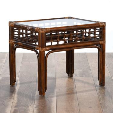 British Colonial Bentwood & Rattan End Table