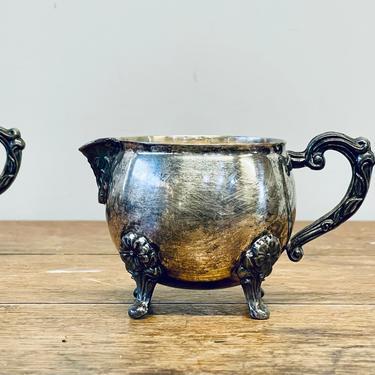 Vintage Silver EPS  Creamer | Antique Silver Cream Pitcher | Small Silver Pitcher with Handle | Ornate Silver | Footed Silver Bowl 