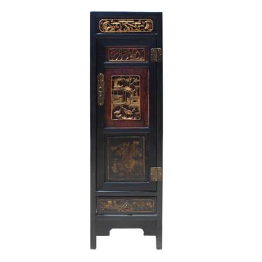 Chinese Fujian Black Brown Golden Graphic Armoire Storage Cabinet cs5153S
