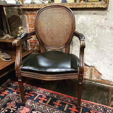 Side chair, Cane back, Italian leather seat