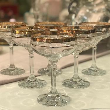 Gold Edged Tall Champagne Coupes - Set of 6 