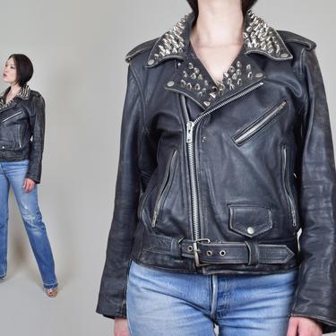 1970's Studded Leather Jacket | 70's Motorcycle Jacket 