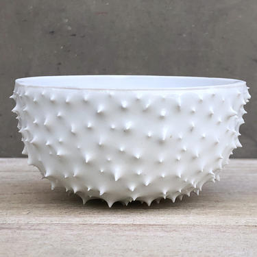 Ceramic Urchin Bowl- Glossy White Exterior/ Matte White Interior 