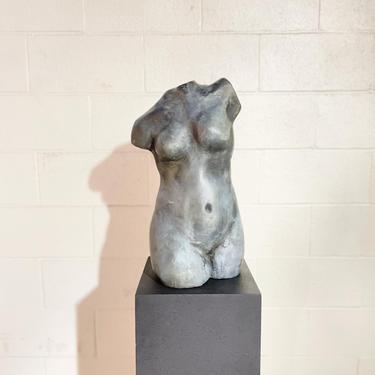 Solid Bronze Art Sculpture of Nude Torso / Bust - Vintage 