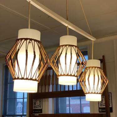 Mid Century Triple Pendant Ceiling Light by Lightolier, Circa 1960s - Please request a shipping quote before you purchase. 