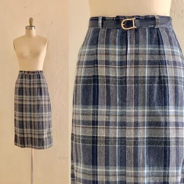 vintage 60's wool plaid skirt //  high waist winter skirt 