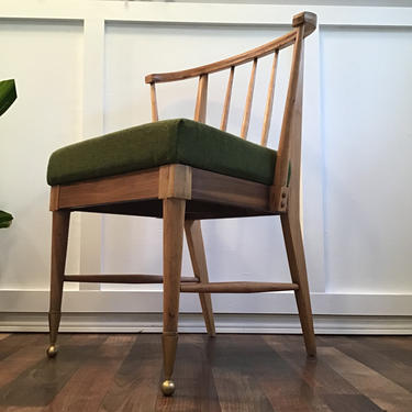 Vintage Mid Century Chair, 1950s Atomic Wood Chair Spindle Back Danish Lines Chair 