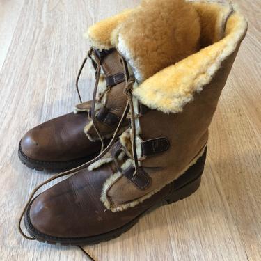 Vintage Don Diego Brown Sheepskin Fur Boots 