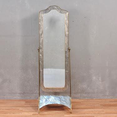 Hammered Tin Lotus Standing Mirror