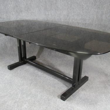 Mid-Century / Post-Modern Glass and Black Painted Metal Dining Extension Table.  Circa 1980s. - DO NOT POST