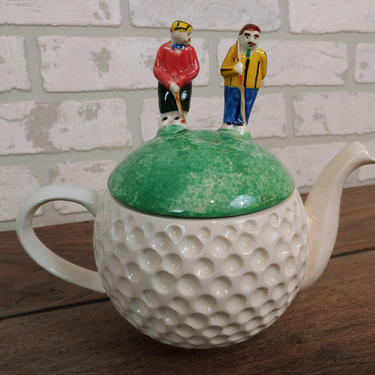 Tony Carter Golf Players Teapot Tea-Pot Made in England Carters Ceramic Designs 