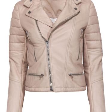 Joseph - Pale Pink Quilted Zip-Up Leather Moto-Style Jacket Sz 4