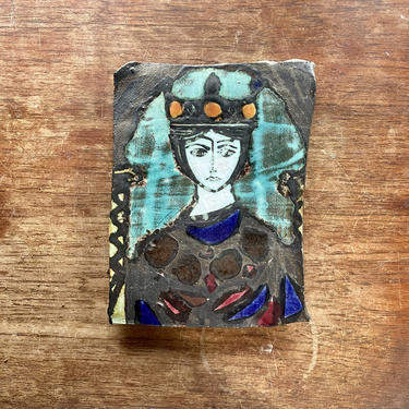 Adam Dworski Wye Pottery Relief Wall Plaque of English King or Prince Vintage Signed  Mid-Century Estate Find 