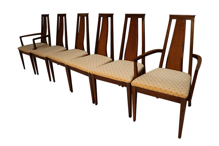 Mid Century Modern Six Walnut Dining Chairs American of Martinsville 