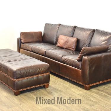 Stickley Leather Sofa and Ottoman 