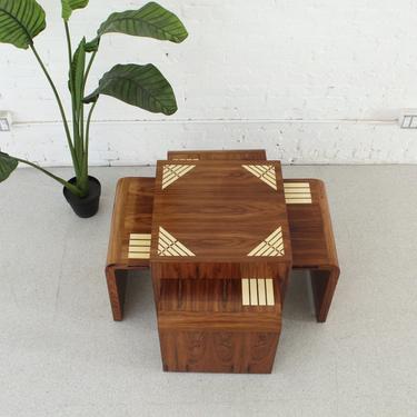 Art Deco Inlay Pullout Coffee Table