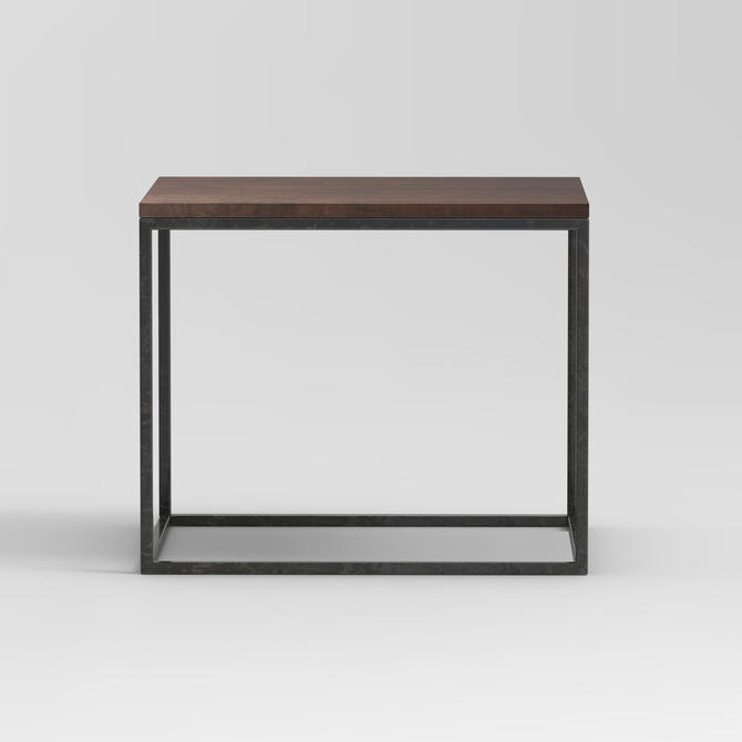 Minimalist Steel and Walnut Side Table 