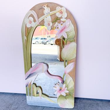 Old Florida Hand Painted Flamingo Mirror
