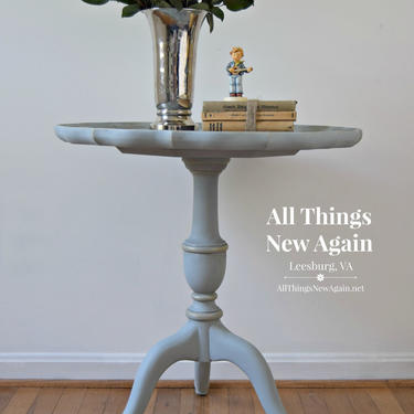 Pie-Crust Table | Accent Table | Side Table | End Table | Round Pedestal Little Table | Gray Table | Fancy Little Table 