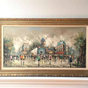 Huge Vintage Paris Oil Painting French Original Signed Framed Oil Painting *Chicago Delivery Only* 
