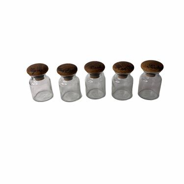 Vintage Glass Spice Jars with Teak Stoppers 