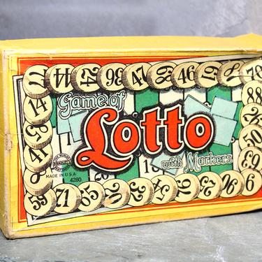 Game of Lotto by Milton Bradley #4290-S | Circa 1930s | Antique Family Bingo-Style Game 