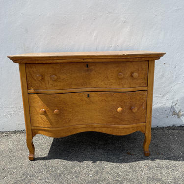 Antique Dresser Chest of Drawers Bedside Table Bedroom Storage Nightstand Vintage Burl Wood Console Wood Table Vanity CUSTOM PAINT AVAIL 