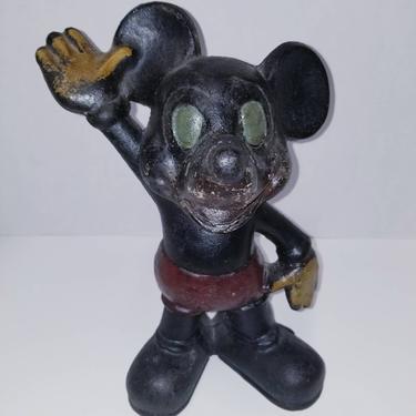 Large heavy cast iron Mickey Mouse coin bank 