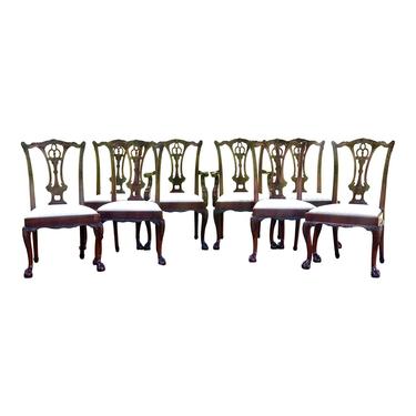 Carved Mahogany Chippendale Style Dining Chairs - Set 0f 8 