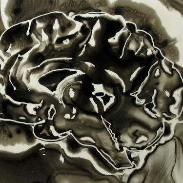Dark Brain, Sagittal View  -  original ink painting on yupo - neuroscience art 