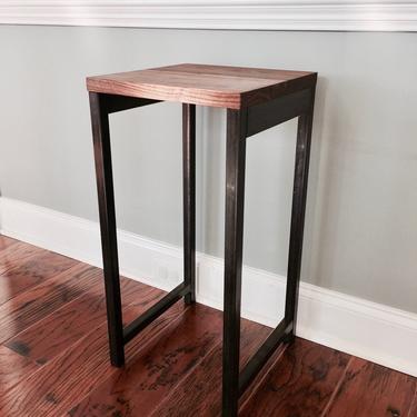 The CLINT Plant Stand - Reclaimed Wood &amp; Steel Side Table 