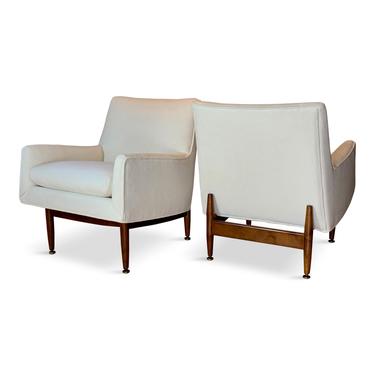 Pair of Jens Risom Walnut Lounge Chairs, 1953 Mid century