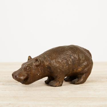 Cast Bronze Hippo Sculpture