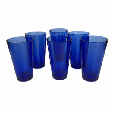 Vintage Cobalt Blue Glasses, Cobalt Blue Glassware, Libbey, Set of 6 
