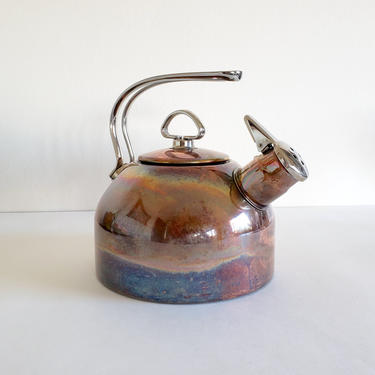 Vintage Chantal Copper Kettle, Stainless Steel Handle and Interior, Harmonica Whistle, Clean, Gorgeous Patina 