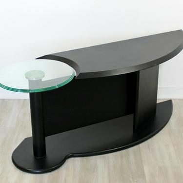 Contemporary Modern Cassina Black Metal Chrome & Glass Accent Table 1970s Italy 