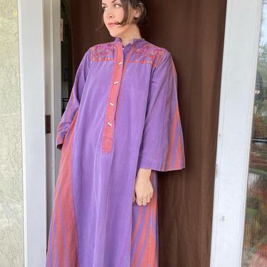 1970s wearable art caftan dress by Josefa, hippie era, cotton 